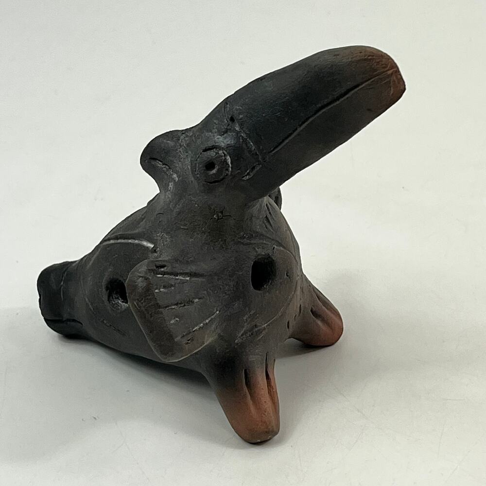 Pre Columbian Style Double Ocarina Bird Effigy Pottery Flute Clay Instrument Vtg